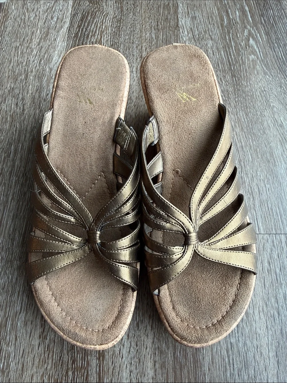 White Mt Bronze Y2K Wedge Sandals - Picture 2 of 8